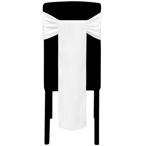 Faixa decorativa de cetim, em branco, para cadeira, 25 peças - Image 8