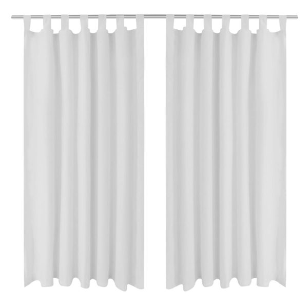 Cortinas de cetim com laços, 2 pcs, branco 140 x 225 cm