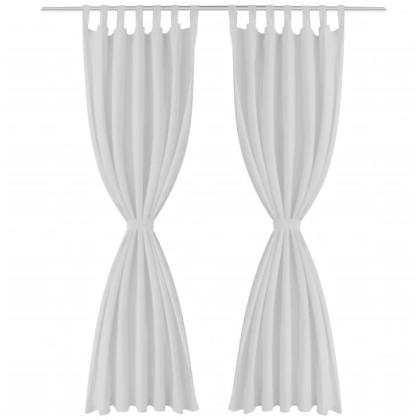 Cortinas de cetim com laços, 2 pcs, branco 140 x 225 cm - Image 2