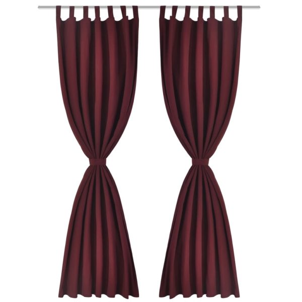Cortinas de cetim com laços, 2 pcs, bordô, 140 x 245 cm - Image 2
