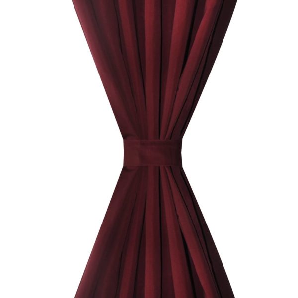 Cortinas de cetim com laços, 2 pcs, bordô, 140 x 245 cm - Image 3