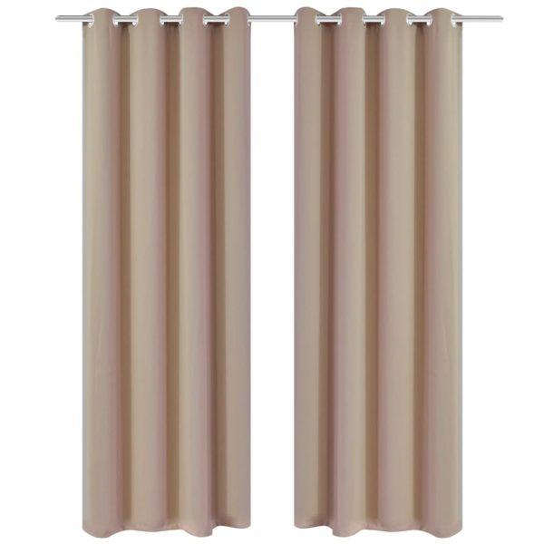 Cortinas opacas com anéis metálicos, 2 peças,135 x 245 cm, creme