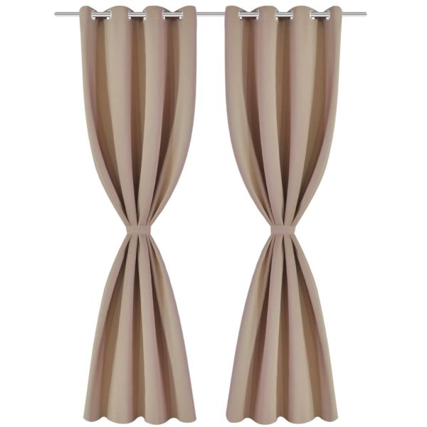 Cortinas opacas com anéis metálicos, 2 peças,135 x 245 cm, creme - Image 2