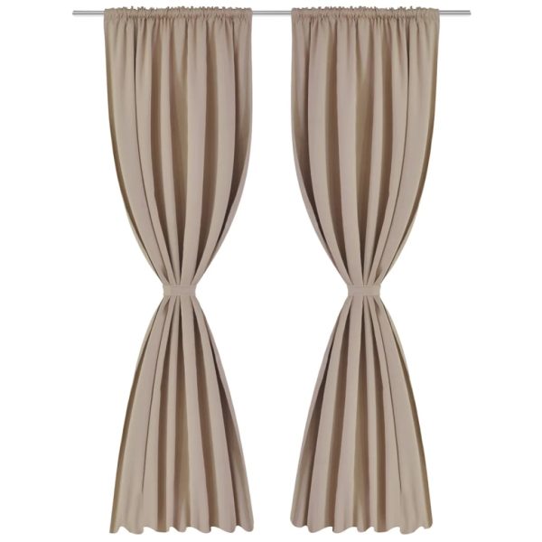 Cortinas opacas + barra de franzir 2 pcs 135 x 245 cm creme - Image 2