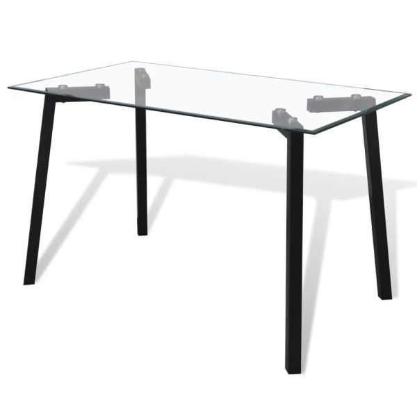 vidaXL Mesa de jantar com tampo de vidro e pernas em preto