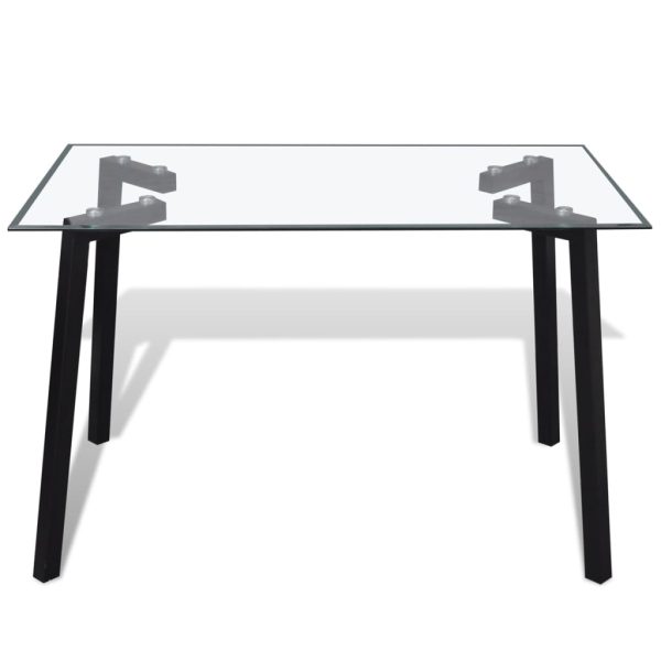 vidaXL Mesa de jantar com tampo de vidro e pernas em preto - Image 2
