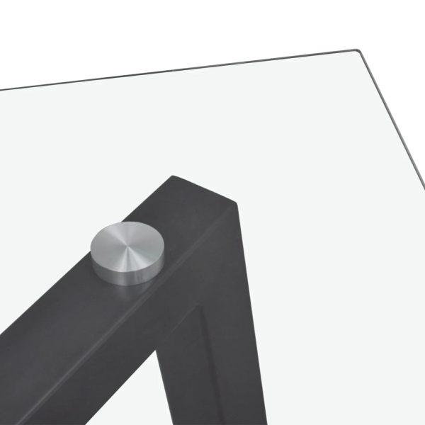vidaXL Mesa de jantar com tampo de vidro e pernas em preto - Image 3