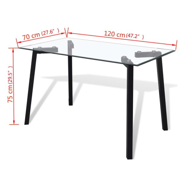 vidaXL Mesa de jantar com tampo de vidro e pernas em preto - Image 4