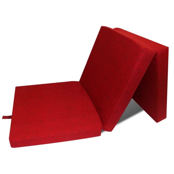 Colchão de espuma dobrável em 3 190 x 70 x 9 cm vermelho