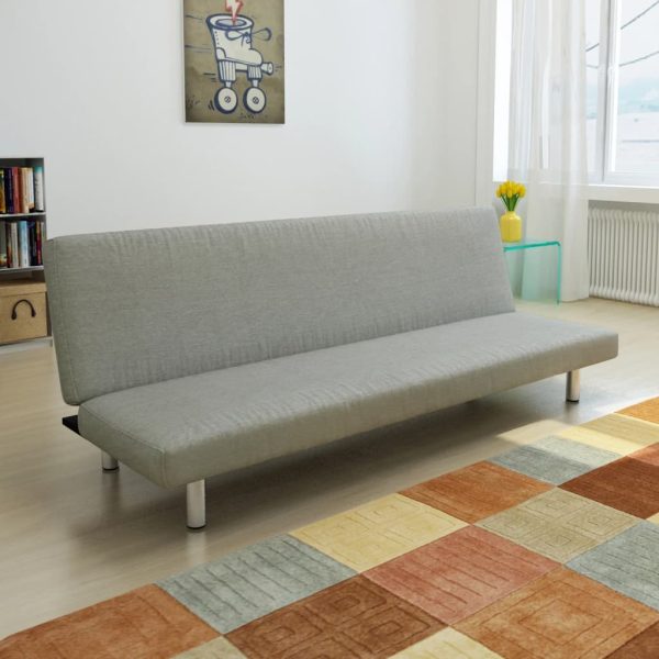 Sofá-cama poliéster cinzento
