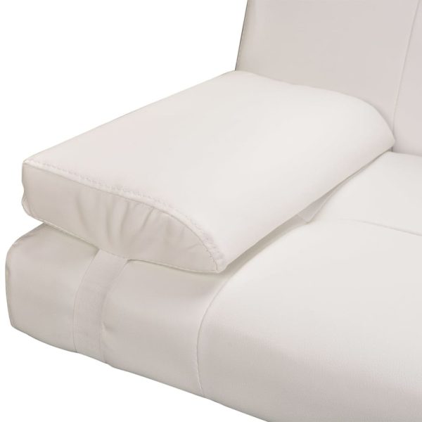 Sofá-cama ajustável c/ 2 almofadas couro artificial branco nata - Image 6