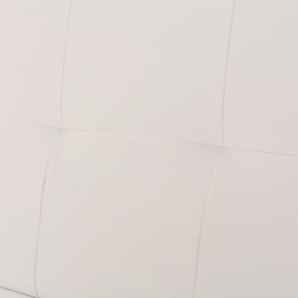 Sofá-cama ajustável c/ 2 almofadas couro artificial branco nata - Image 7