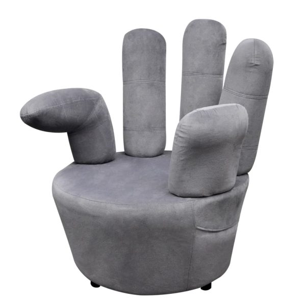 Cadeira em forma de mão veludo cinzento