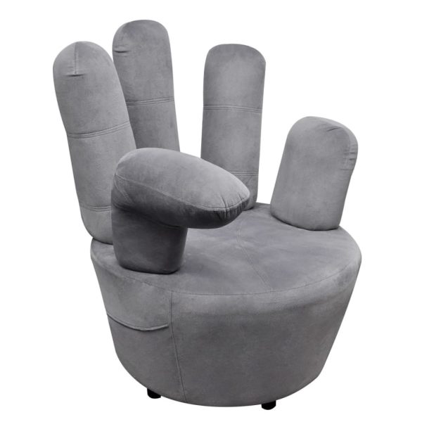 Cadeira em forma de mão veludo cinzento - Image 3