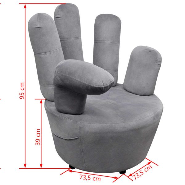 Cadeira em forma de mão veludo cinzento - Image 5
