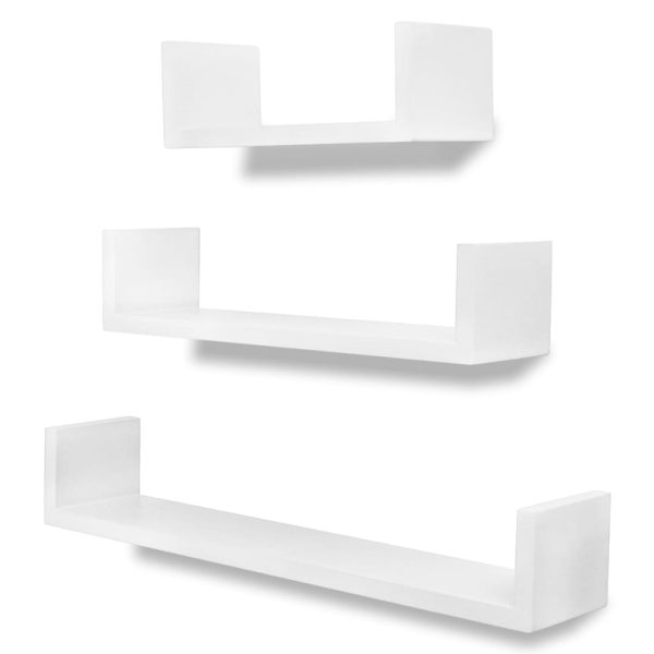 Conjunto 3 prateleiras de parede em forma de U MDF branco - Image 2