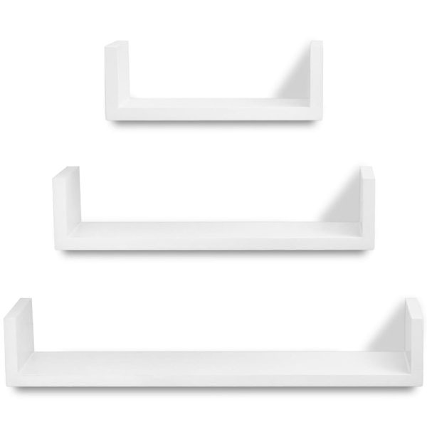 Conjunto 3 prateleiras de parede em forma de U MDF branco - Image 3