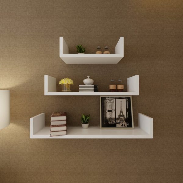 Conjunto 3 prateleiras de parede em forma de U MDF branco - Image 4