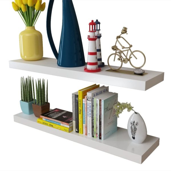 Prateleiras de parede para livros/DVD MDF branco - Image 4