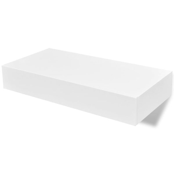 Prateleira de parede c/ 1 gaveta para livros/DVD MDF branco - Image 3