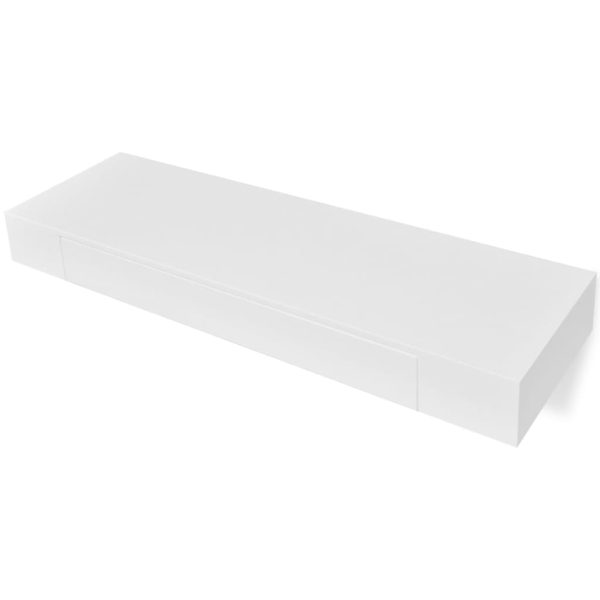 Prateleira de parede c/ 1 gaveta para livros/DVD MDF branco - Image 3