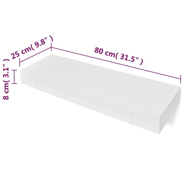 Prateleira de parede c/ 1 gaveta para livros/DVD MDF branco - Image 6
