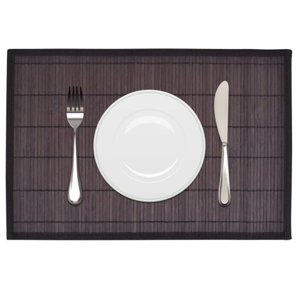 Individuais de mesa bambu 6 pcs 30x45 cm castanho-escuro