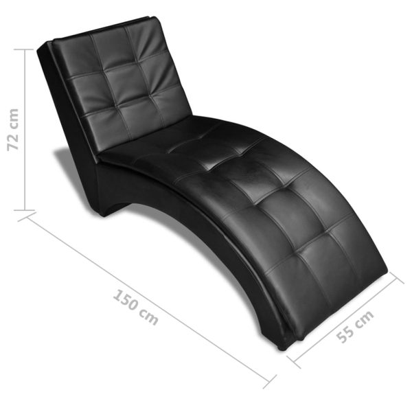 Chaise longue com almofada couro artificial preto - Image 7