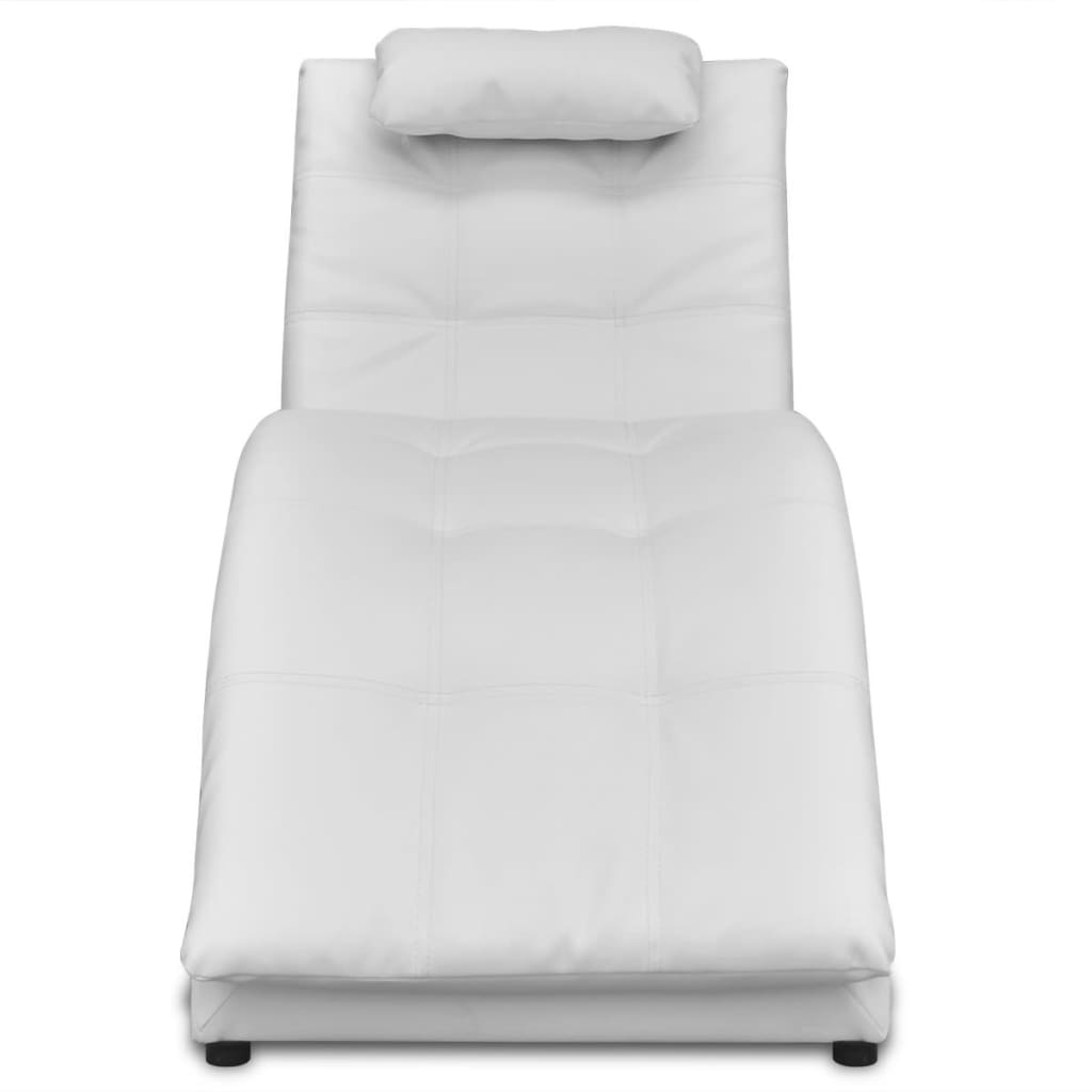 Chaise longue com almofada couro artificial branco - Image 2