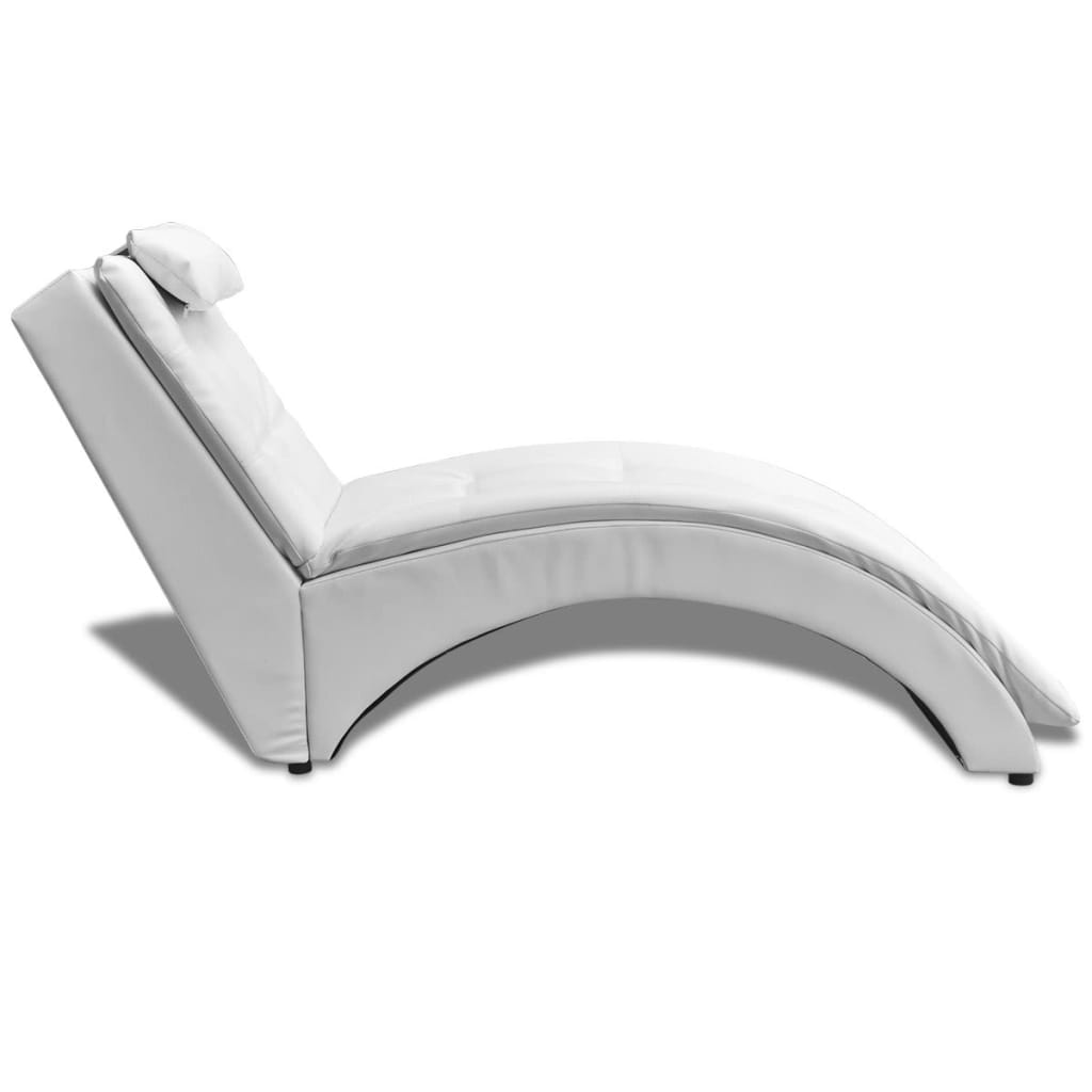 Chaise longue com almofada couro artificial branco - Image 3