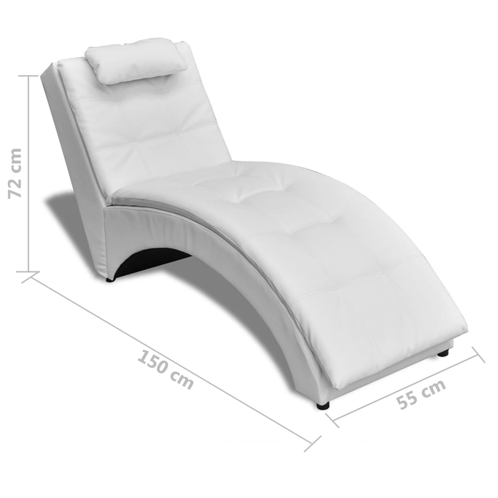 Chaise longue com almofada couro artificial branco - Image 6