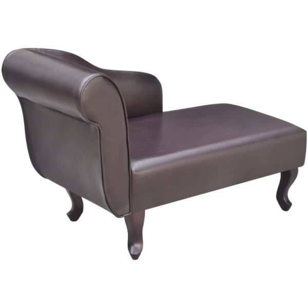 Chaise longue couro artificial castanho - Image 3