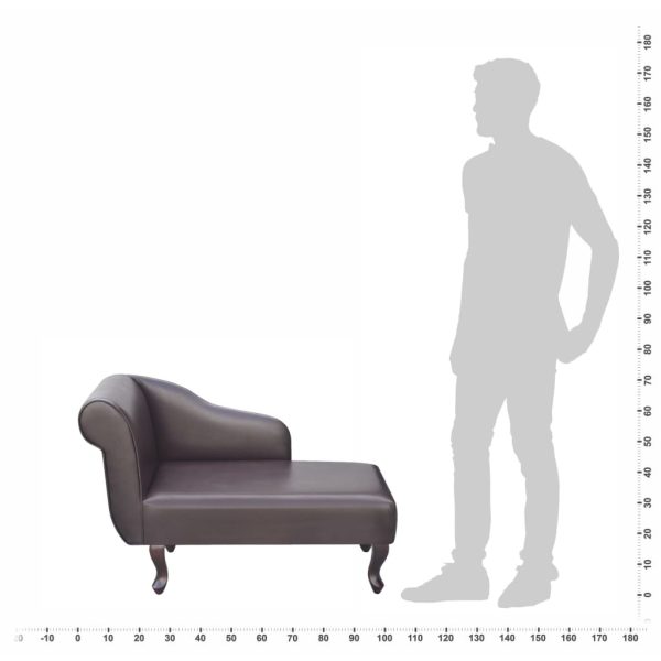 Chaise longue couro artificial castanho - Image 5