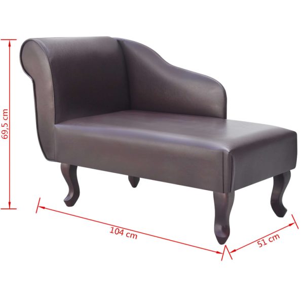 Chaise longue couro artificial castanho - Image 6
