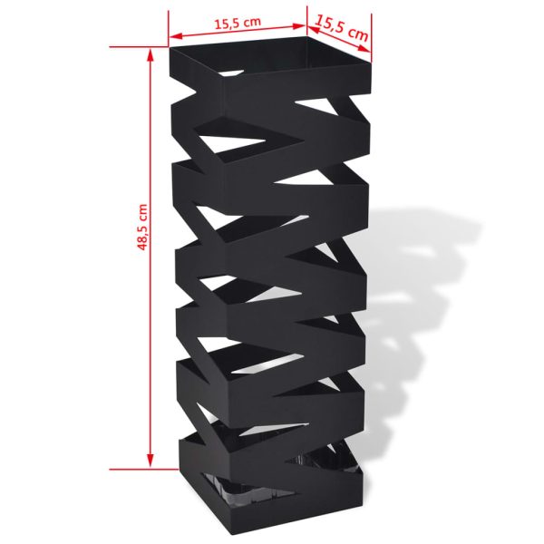 Suporte guarda-chuvas/de armazenamento quadrado preto aço 48,5 cm - Image 5