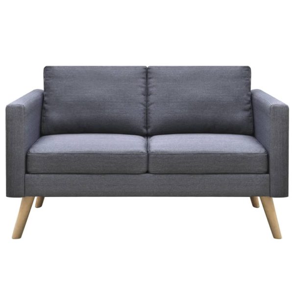Conjunto de sofás de 2 lugares e 3 lugares tecido cinza escuro - Image 2