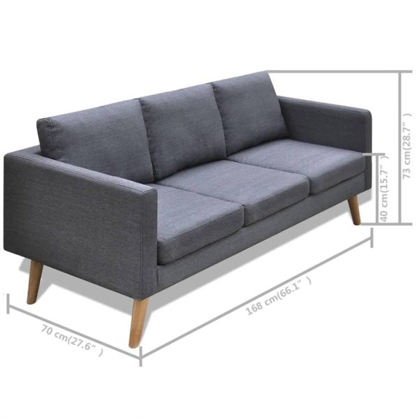Conjunto de sofás de 2 lugares e 3 lugares tecido cinza escuro - Image 11