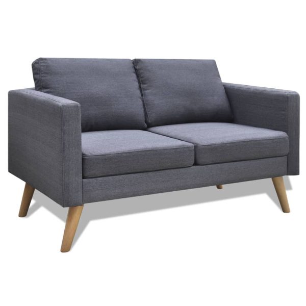 Conjunto de sofás de 2 lugares e 3 lugares tecido cinza escuro - Image 3