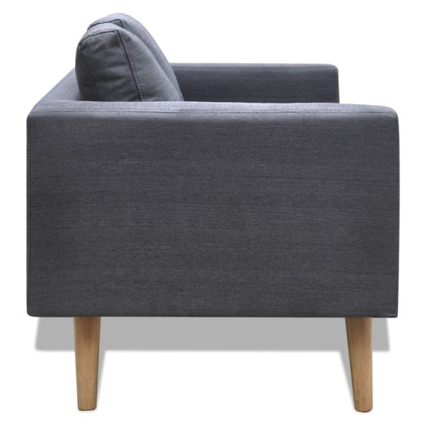 Conjunto de sofás de 2 lugares e 3 lugares tecido cinza escuro - Image 4