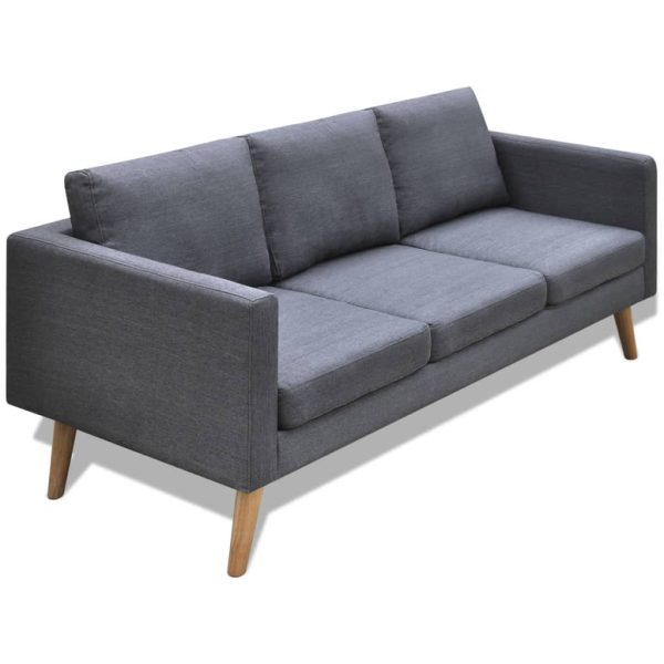 Conjunto de sofás de 2 lugares e 3 lugares tecido cinza escuro - Image 7