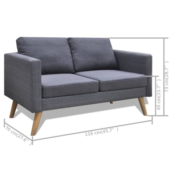 Conjunto de sofás de 2 lugares e 3 lugares tecido cinza escuro - Image 10