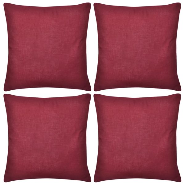 130933 4 Burgundy Cushion Covers Cotton 80 x 80 cm