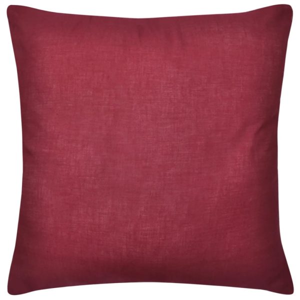 130933 4 Burgundy Cushion Covers Cotton 80 x 80 cm - Image 2
