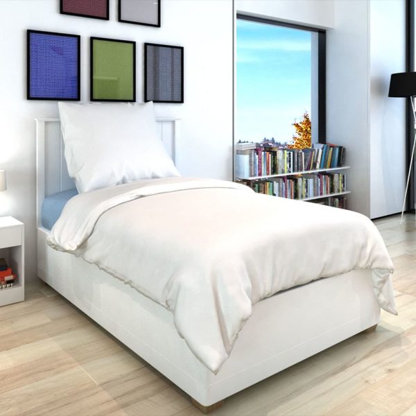 vidaXL Conjunto capa edredão algodão 155x200/80x80 cm branco - Image 3