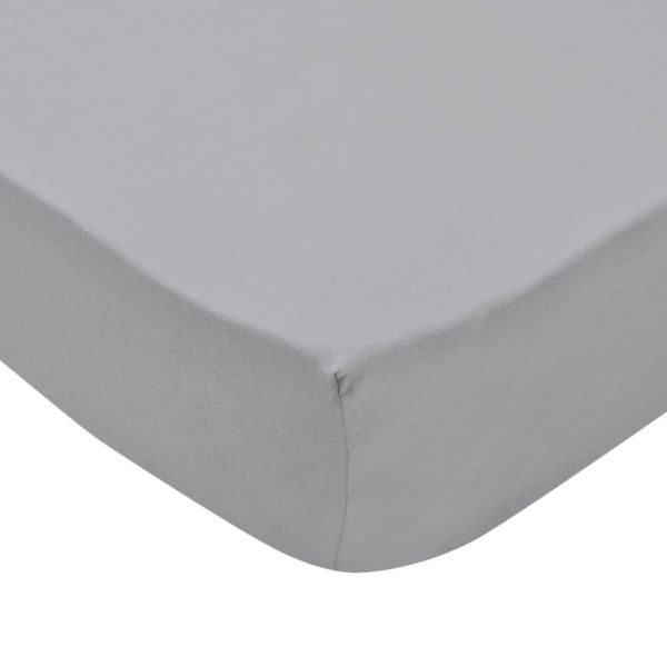 vidaXL Lençol ajustável 2 pcs algodão 120x200-130x200 cm cinza - Image 4