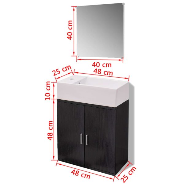 Móveis casa de banho 3 pcs e conjunto de bacia preto - Image 10