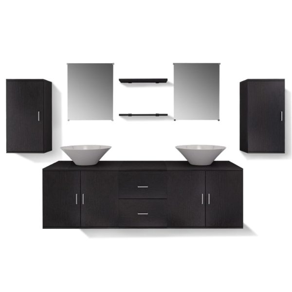 Móveis casa de banho 9 pçs e conjunto de bacia, preto - Image 5