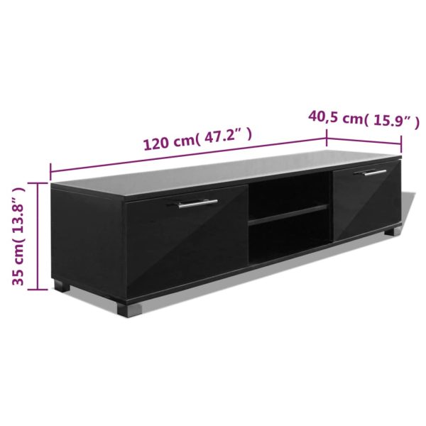 Móvel de TV 120x40,5x35 cm preto brilhante - Image 5