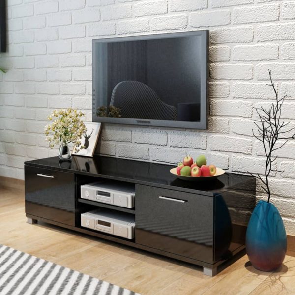 Móvel de TV 120x40,5x35 cm preto brilhante