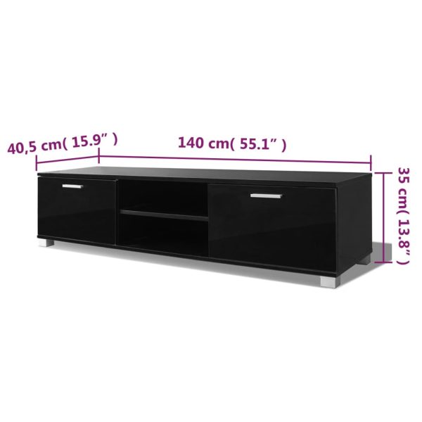 Móvel de TV 140x40,5x35 cm preto brilhante - Image 5